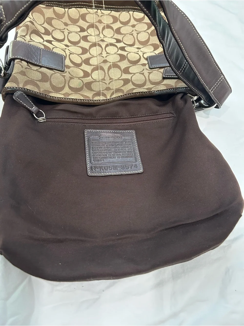 Coach Brown Signature Canvas Shoulder Bag with Dark Trim